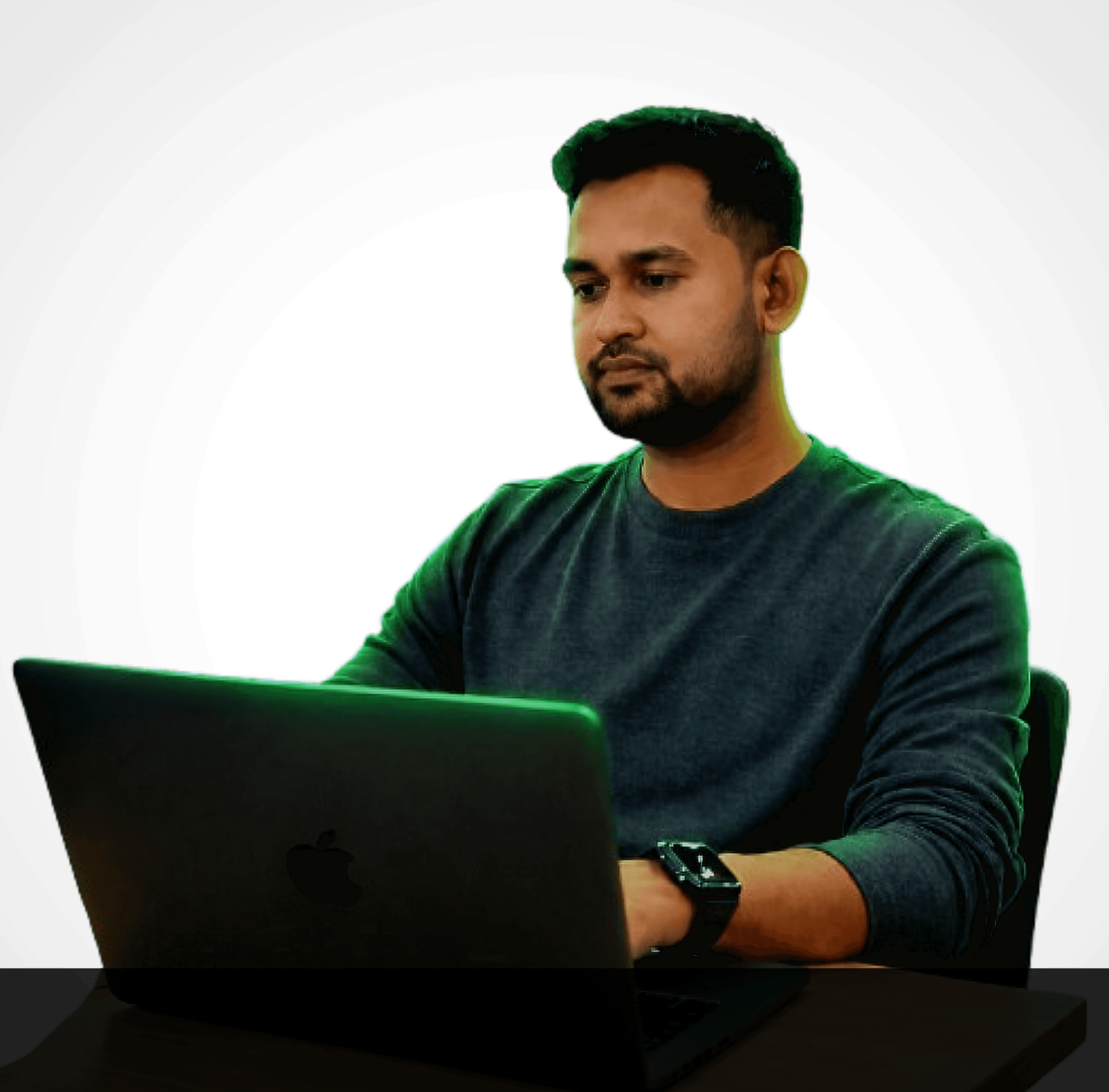 Masudul Hasan Shawon working on a laptop